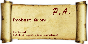 Probszt Adony névjegykártya